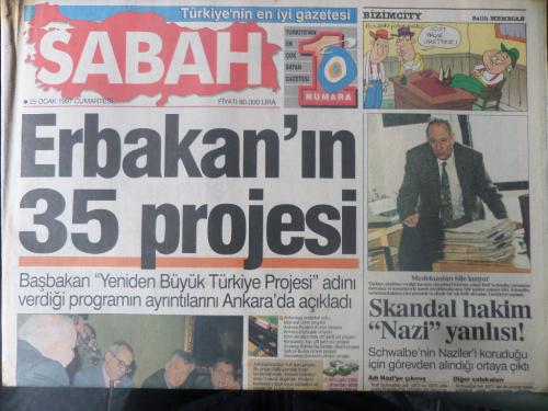 Sabah Gazetesi 25 Ocak 1997 - Erbakan'ın 35 Projesi
