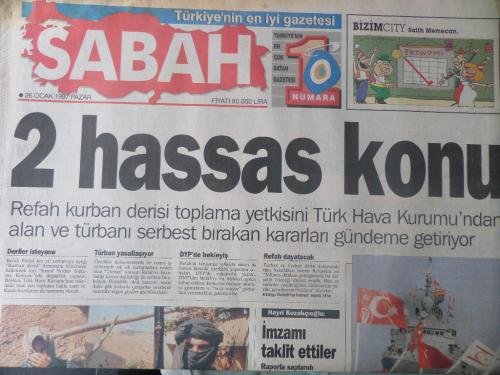 Sabah Gazetesi 26 Ocak 1997 - 2 Hassas Konu