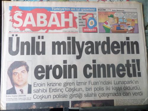 Sabah Gazetesi 27 Ocak 1997 - Ünlü Milyarderin Eroin Cinayeti!