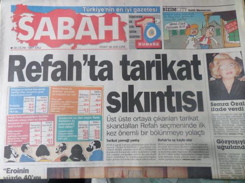 Sabah Gazetesi 28 Ocak 1997 - Refah'ta Tarikat Sıkıntısı