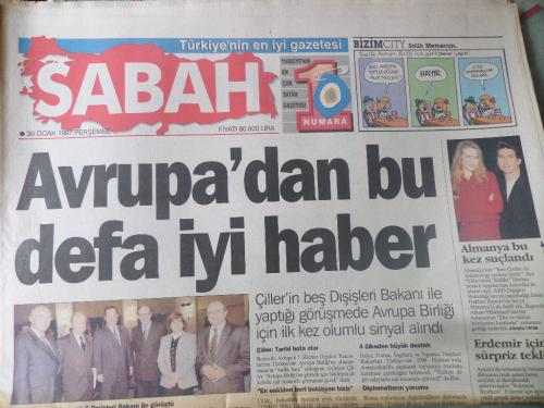 Sabah Gazetesi 30 Ocak 1997 - Avrupa'dan Bu Defa İyi Haber