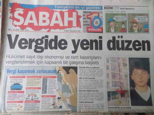 Sabah Gazetesi 11 Şubat 1997 - Vergide Yeni Düzen