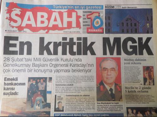 Sabah Gazetesi 18 Şubat 1997 - En Kritik MGK