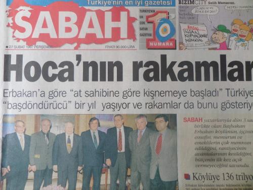 Sabah Gazetesi 27 Şubat 1997 - Hoca'nın Rakamları