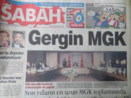 Sabah Gazetesi 1 Mart 1997 - Gergin MGK
