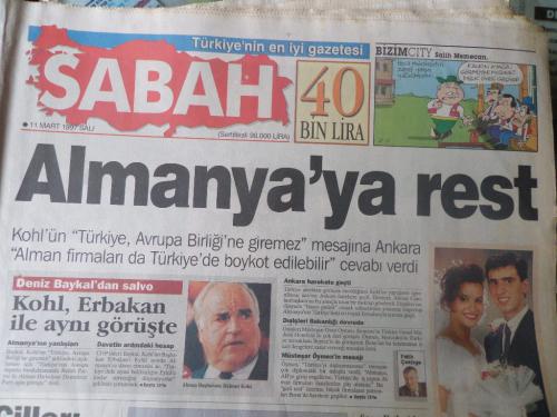 Sabah Gazetesi 11 Mart 1997 - Almanya'ya Rest