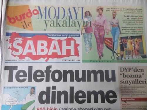 Sabah Gazetesi 29 Mart 1997 - Telefonumu Dinleme