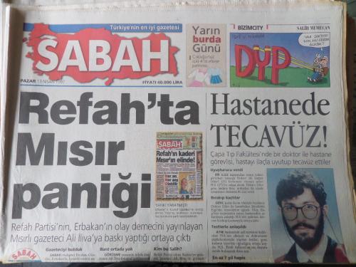 Sabah Gazetesi 13 Nisan 1997 - Refah'ta Mısır Paniği