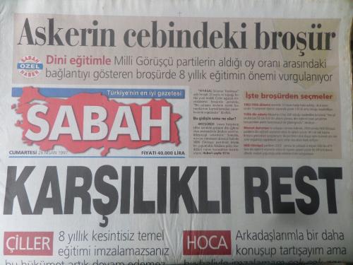 Sabah Gazetesi 26 Nisan 1997 - Karşılıklı Rest