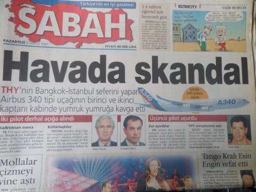 Sabah Gazetesi 5 Mayıs 1997 - Havada Skandal