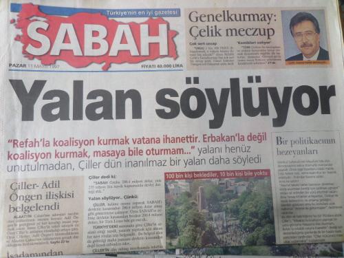 Sabah Gazetesi 11 Mayıs 1997 - Yalan Söylüyor