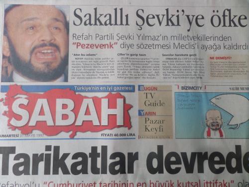 Sabah Gazetesi 31 Mayıs 1997 - Tarikatlar Devrede