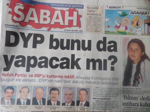 Sabah Gazetesi 9 Haziran 1997 - DYP Bunu Da Yapacak Mı