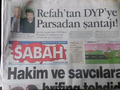 Sabah Gazetesi 10 Haziran 1997 - Hakim ve Savcılara Brifing Tehdidi
