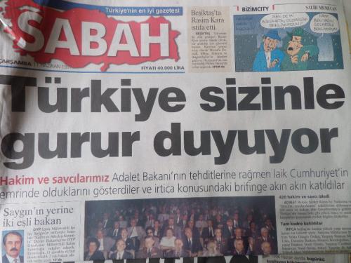 Sabah Gazetesi 11 Haziran 1997 - Türkiye Sizinle Gurur Duyuyor