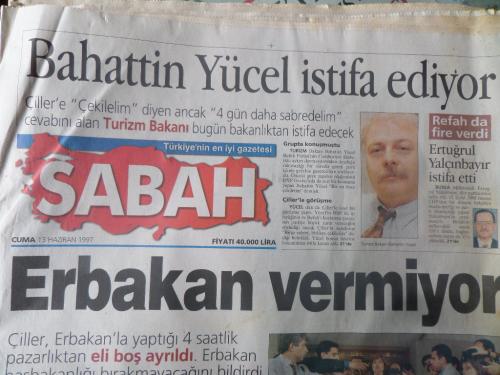 Sabah Gazetesi 13 Haziran 1997 - Erbakan Vermiyor