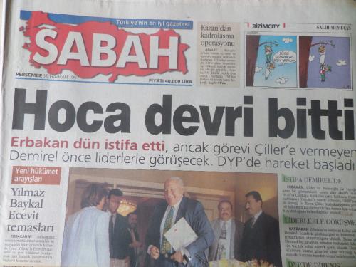 Sabah Gazetesi 19 Haziran 1997 - Hoca Devri Bitti
