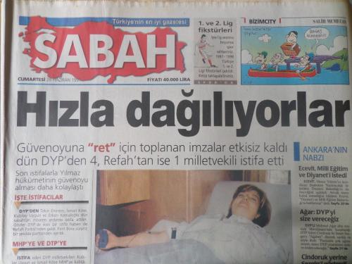 Sabah Gazetesi 28 Haziran 1997 - Hızla Dağılıyorlar