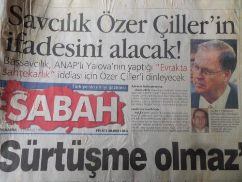 Sabah Gazetesi 2 Temmuz 1997 - Sürtüşme Olmaz