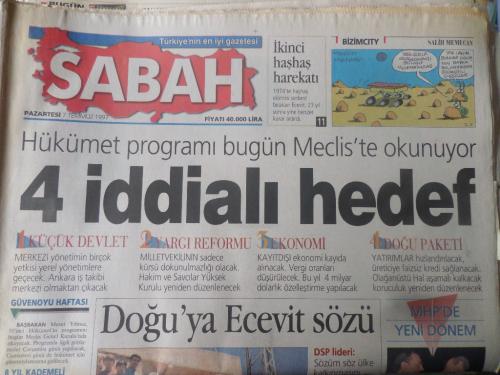Sabah Gazetesi 7 Temmuz 1997 - 4 İddialı Hedef