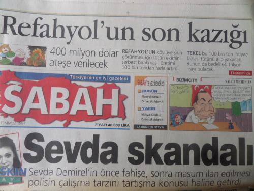 Sabah Gazetesi 8 Temmuz 1997 - Sevda Skandalı