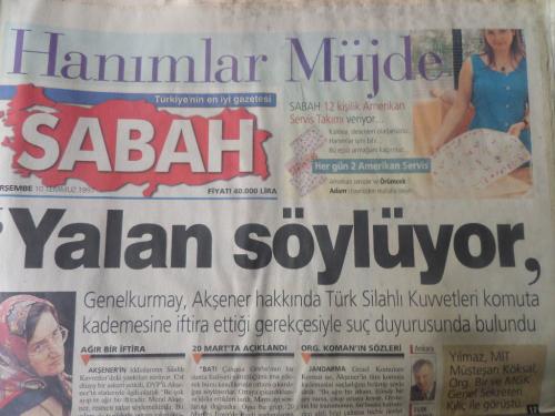 Sabah Gazetesi 10 Temmuz 1997 - Yalan Söylüyor