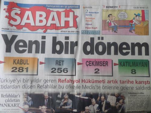 Sabah Gazetesi 13 Temmuz 1997 - Yeni Bir Dönem