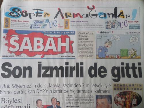 Sabah Gazetesi 19 Temmuz 1997 - Son İzmirli de Gitti
