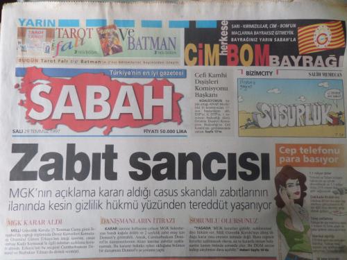 Sabah Gazetesi 29 Temmuz 1997 - Zabıt Sancısı