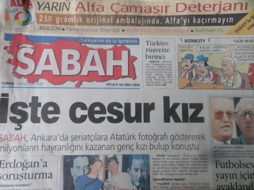 Sabah Gazetesi 1 Ağustos 1997 - İşte Cesur Kız