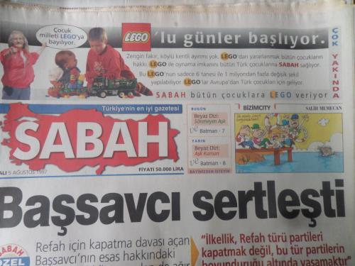 Sabah Gazetesi 5 Ağustos 1997 - Başsavcı Sertleşti