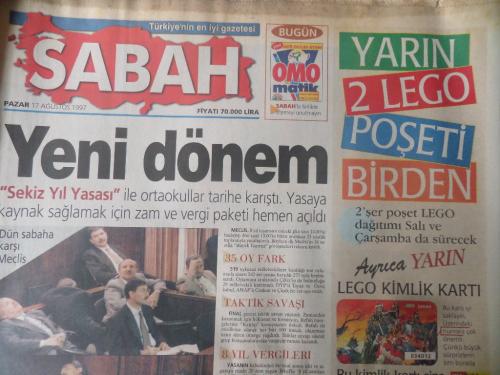 Sabah Gazetesi 17 Ağustos 1997 - Yeni Dönem