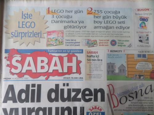 Sabah Gazetesi 24 Ağustos 1997 - Adil Düzen Vurgunu