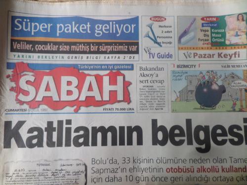 Sabah Gazetesi 6 Eylül 1997 - Katliamın Belgesi