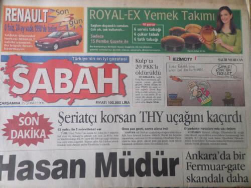 Sabah Gazetesi 25 Şubat 1998 - Hasan Müdür