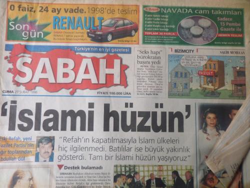 Sabah Gazetesi 27 Şubat 1998 - İslami Hüzün