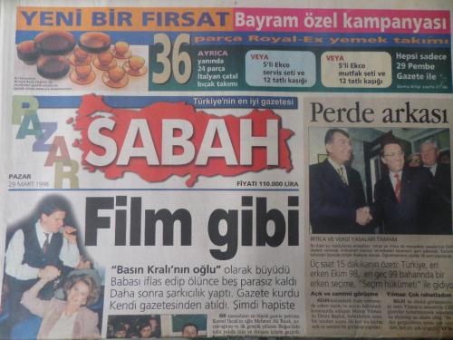 Sabah Gazetesi 29 Mart 1998 - Film Gibi