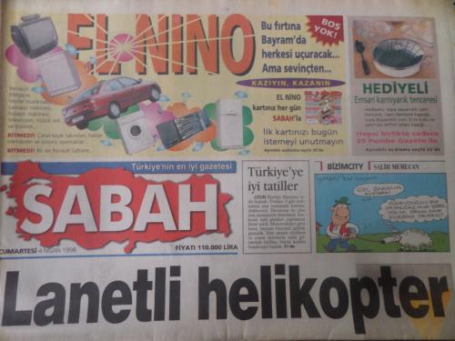 Sabah Gazetesi 4 Nisan 1998 - Lanetli Helikopter