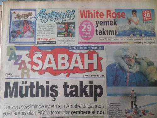 Sabah Gazetesi 12 Nisan 1998 - Müthiş Takip