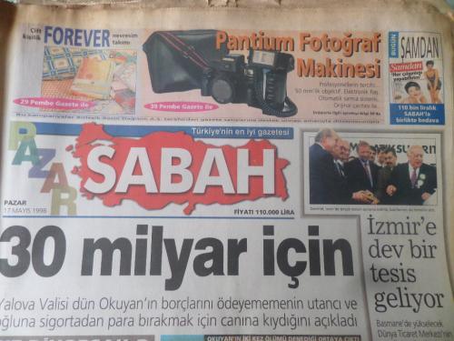 Sabah Gazetesi 17 Mayıs 1998 - 30 Milyar İçin