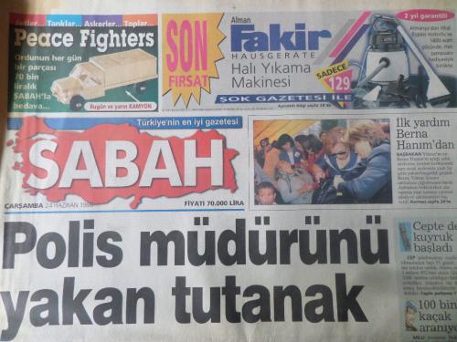 Sabah Gazetesi 24 Haziran 1998 - Polis Müdürünü Yakan Tutanak