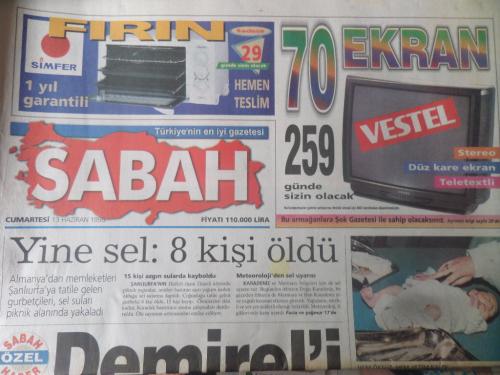 Sabah Gazetesi 13 Haziran 1998 - Demirel'i Üzen Haciz