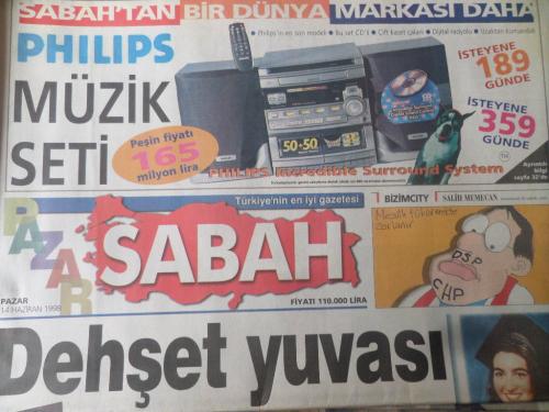 Sabah Gazetesi 14 Haziran 1998 - Dehşet Yuvası