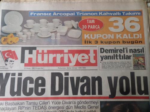 Hürriyet Gazetesi 25 Nisan 1996 - Yüce Divan Yolu