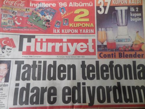 Hürriyet Gazetesi 4 Mayıs 1996 - Tatilden Telefonla İdare Ediyordum