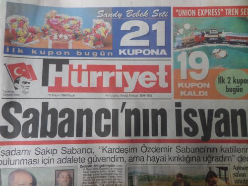 Hürriyet Gazetesi 12 Mayıs 1996 - Sabancı'nın İsyanı