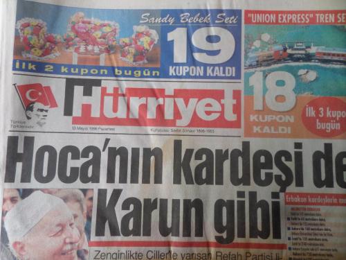 Hürriyet Gazetesi 13 Mayıs 1996 - Hoca'nın Kardeşi de Karun Gibi