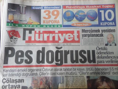 Hürriyet Gazetesi 14 Mayıs 1996 - Pes Doğrusu
