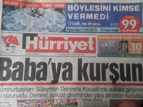 Hürriyet Gazetesi 19 Mayıs 1996 - Baba'ya Kurşun
