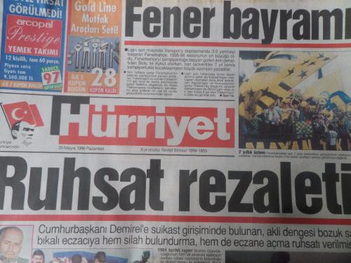 Hürriyet Gazetesi 20 Mayıs 1996 - Ruhsat Rezaleti